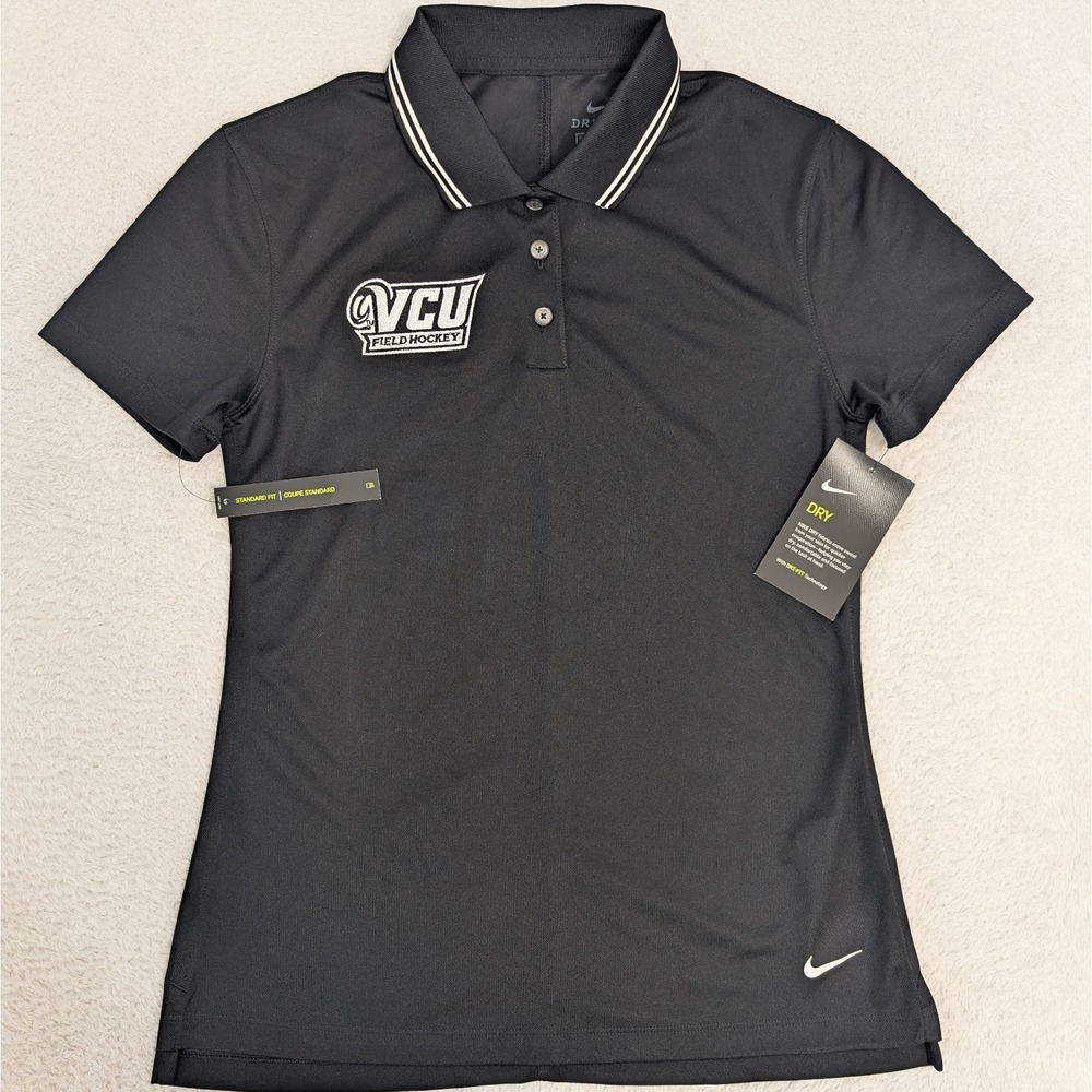 NEW Nike Dri FIt Golf VCU Rams Field Hockey Polo Black NCAA WOMENS XS Virginia.